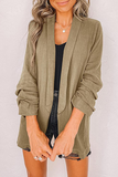 lutaotie Casual Elegant Solid Patchwork Pocket Turndown Collar Outerwear