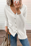 Lutaotie Casual Solid Patchwork Buckle V Neck Sweater(12 Colors)