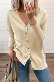 Lutaotie Casual Solid Patchwork Buckle V Neck Sweater(12 Colors)