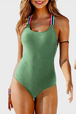 Lutaotie Vacation Patchwork Hollowed Out Backless Swimwears