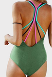 Lutaotie Vacation Patchwork Hollowed Out Backless Swimwears