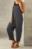 Lutaotie Casual Solid Buttons Capris Loose Jumpsuits(8 colors)