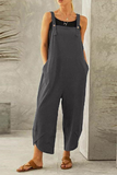 Lutaotie Casual Solid Buttons Capris Loose Jumpsuits(8 colors)