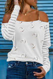 Lutaotie Casual Street Print Patchwork Chains Off the Shoulder Tops