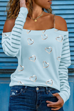 Lutaotie Casual Street Print Patchwork Chains Off the Shoulder Tops