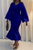 Lutaotie Elegant Solid Patchwork V Neck Evening Dress Dresses