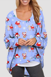 Lutaotie Casual Santa Claus Snowman Printed Basic O Neck Tops(5 Colors)