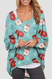 Lutaotie Casual Santa Claus Snowman Printed Basic O Neck Tops(5 Colors)