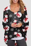 Lutaotie Casual Santa Claus Snowman Printed Basic O Neck Tops(5 Colors)