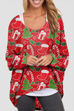 Lutaotie Casual Santa Claus Snowman Printed Basic O Neck Tops(5 Colors)