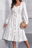 Lutaotie Fashion Elegant Print Patchwork Buckle Square Collar A Line Dresses