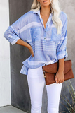 Lutaotie Casual Plaid Pocket Buckle Turndown Collar Tops