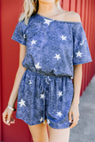 Lutaotie Casual Street The stars Pocket Frenulum O Neck Rompers