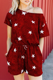 Lutaotie Casual Street The stars Pocket Frenulum O Neck Rompers