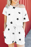 Lutaotie Casual Street The stars Pocket Frenulum O Neck Rompers