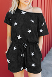 Lutaotie Casual Street The stars Pocket Frenulum O Neck Rompers