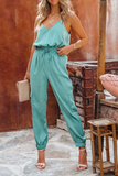 Lutaotie Casual Solid Split Joint Spaghetti Strap Harlan Jumpsuits