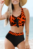 Lutaotie Sexy Party Print Split Joint Swimwears