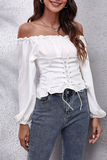 Lutaotie Casual Solid Split Joint Off the Shoulder Tops