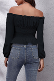 Lutaotie Casual Solid Split Joint Off the Shoulder Tops