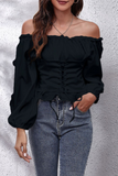 Lutaotie Casual Solid Split Joint Off the Shoulder Tops