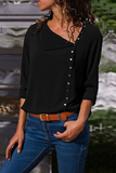 Lutaotie Casual Solid Buckle O Neck Tops(7 Colors)