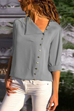 Lutaotie Casual Solid Buckle O Neck Tops(7 Colors)