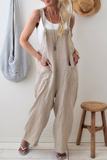 Lutaotie Casual Solid Split Joint Spaghetti Strap Loose Jumpsuits