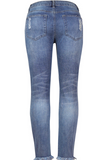 Lutaotie Casual Solid Ripped Mid Waist Skinny Denim Jeans