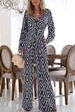 Lutaotie Casual Print Patchwork V Neck Boot Cut Jumpsuits