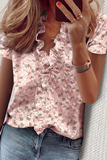 Lutaotie Casual Print Patchwork V Neck Tops(3 colors)