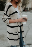 lutaotie Fashion Striped Patchwork Cardigan Collar Outerwear