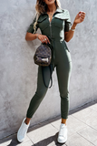 Lutaotie Casual Solid Patchwork Turndown Collar Skinny Jumpsuits(3 Colors)