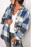 Lutaotie Casual Plaid Split Joint Turndown Collar Tops