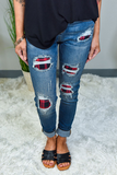 Lutaotie Casual Print Ripped Mid Waist Skinny Denim Jeans