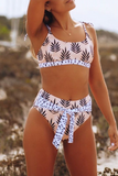 Lutaotie Casual Print Split Joint Swimwears