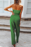 Lutaotie Casual Solid Patchwork Strapless Straight Jumpsuits(4 Colors)