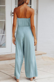 Lutaotie Casual Solid Patchwork Strapless Straight Jumpsuits(4 Colors)