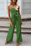 Lutaotie Casual Solid Patchwork Strapless Straight Jumpsuits(4 Colors)