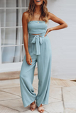 Lutaotie Casual Solid Patchwork Strapless Straight Jumpsuits(4 Colors)