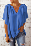 Lutaotie Casual Solid Patchwork V Neck T-Shirts(6 Colors)