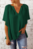 Lutaotie Casual Solid Patchwork V Neck T-Shirts(6 Colors)