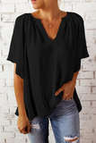 Lutaotie Casual Solid Patchwork V Neck T-Shirts(6 Colors)