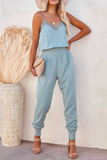 Lutaotie Casual Solid Patchwork Spaghetti Strap Harlan Jumpsuits(3 Colors)