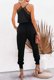 Lutaotie Casual Solid Patchwork Spaghetti Strap Harlan Jumpsuits(3 Colors)