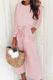 Lutaotie Casual Striped O Neck Straight Jumpsuits(2 Colors)