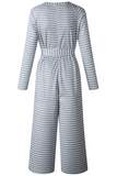 Lutaotie Casual Striped O Neck Straight Jumpsuits(2 Colors)