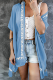 Lutaotie Casual Patchwork Lace Cardigan Collar Tops(4 colors)