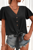 Lutaotie Casual Dot Split Joint V Neck Tops