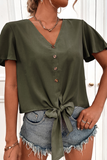 Lutaotie Casual Dot Split Joint V Neck Tops